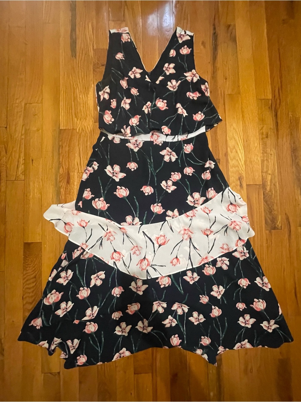 $139 Calvin Klein Floral Layered Maxi Dress Size 6 Women’s
